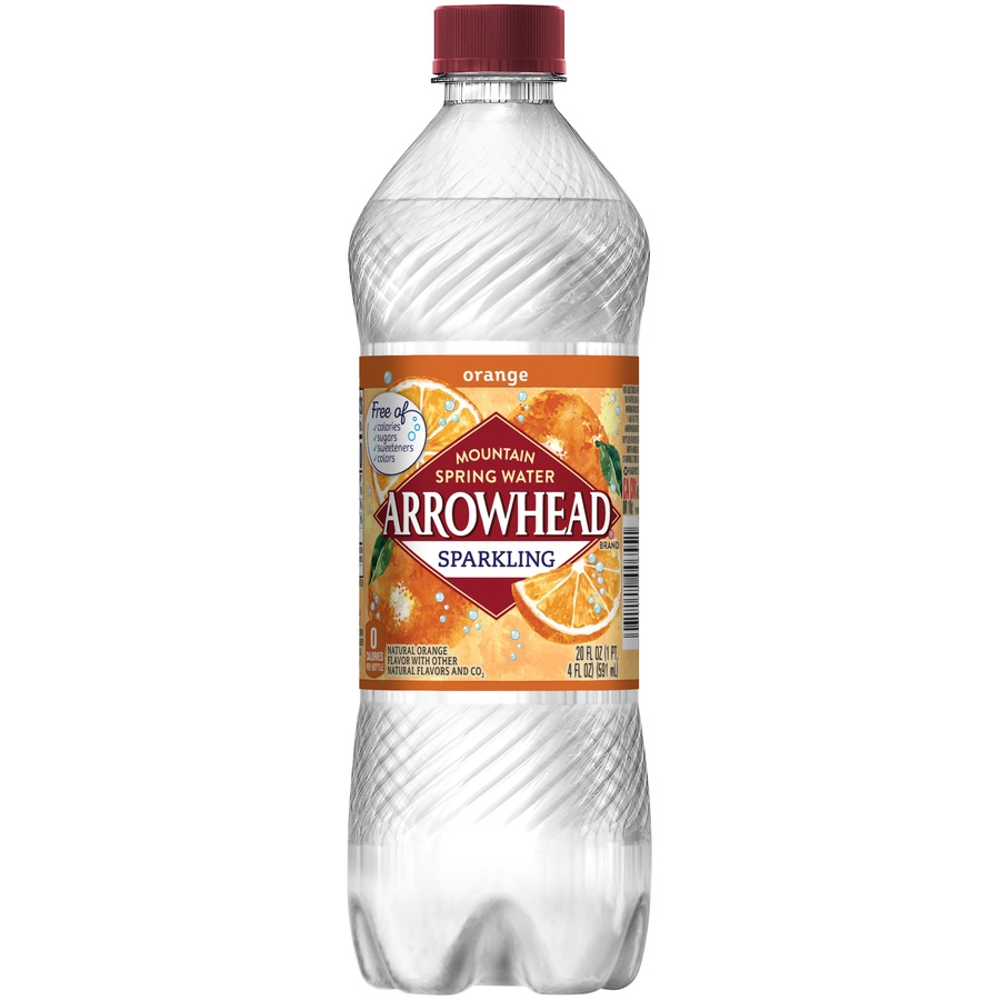 slide 1 of 6, Arrowhead Orange Sparkling Mountain Spring Water, 20 fl oz