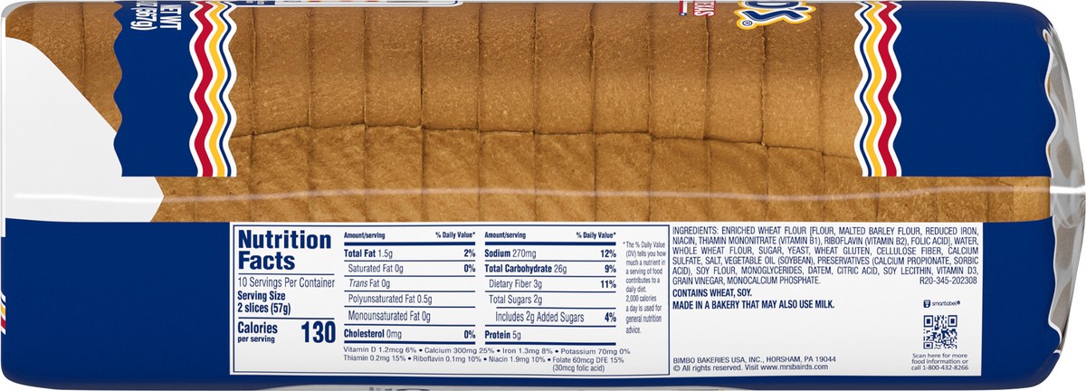 slide 3 of 9, Mrs Baird's Whole Grain White Bread, 20 oz, 20 oz