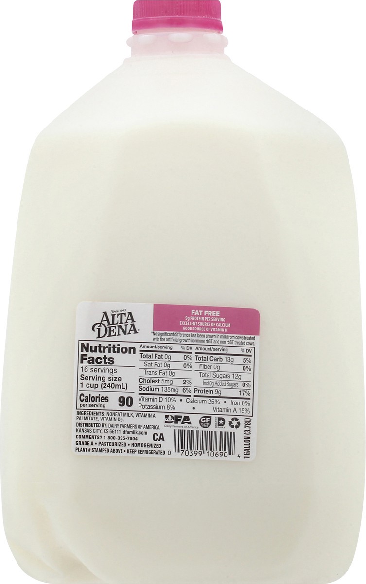 slide 6 of 9, Alta Dena Fat Free Milk Gallon, 128 oz