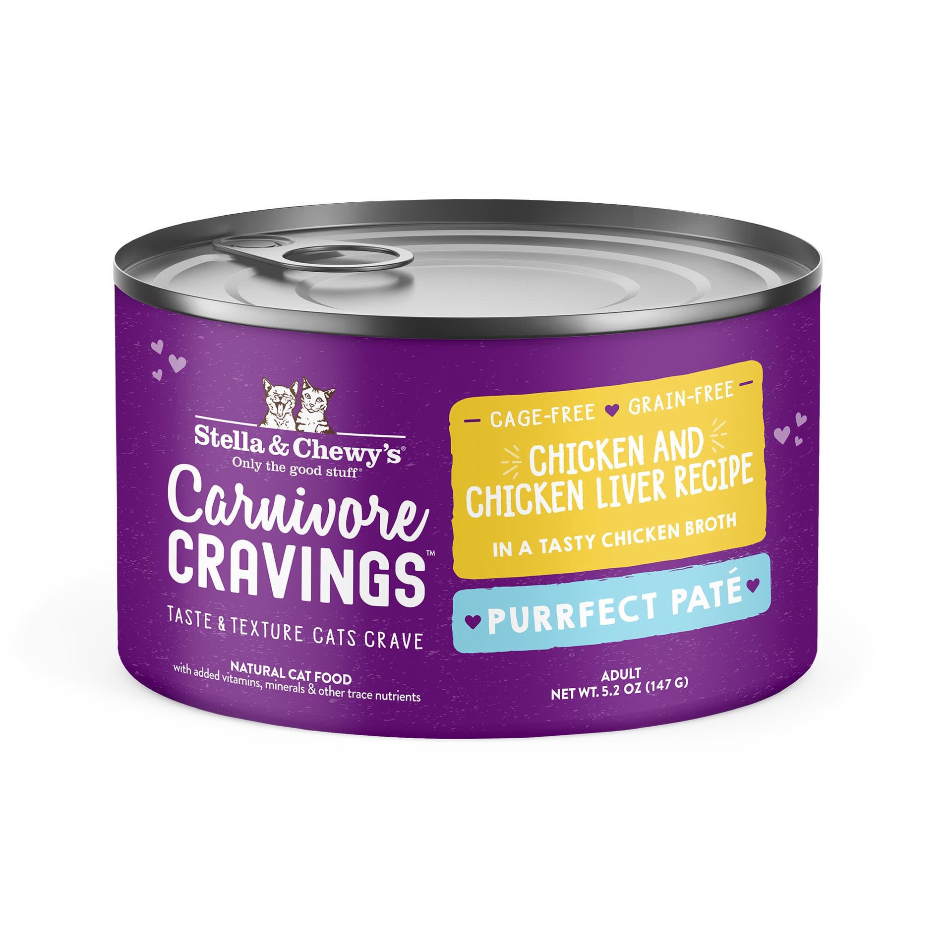 slide 1 of 1, Stella & Chewy's Carnivore Cravings Purrfect Pate Chicken & Chicken Liver Recipe Wet Cat Food, 5.2 oz., 5.2 oz