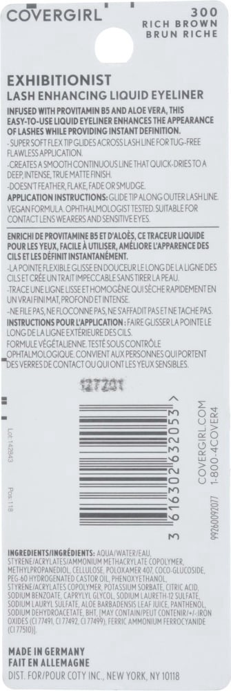 slide 2 of 2, Covergirl Exhibitionist 300 Rich Brown Lash-Enhancing Waterproof Liquid Eyeliner, 1 ct