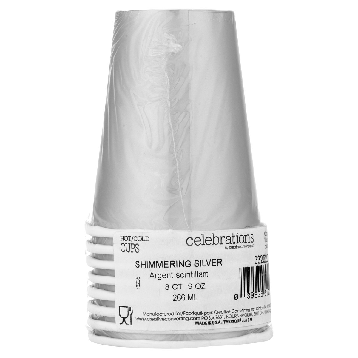slide 4 of 10, Celebrations 9 Ounce Shimmering Silver Cups 8 ea, 8 ct