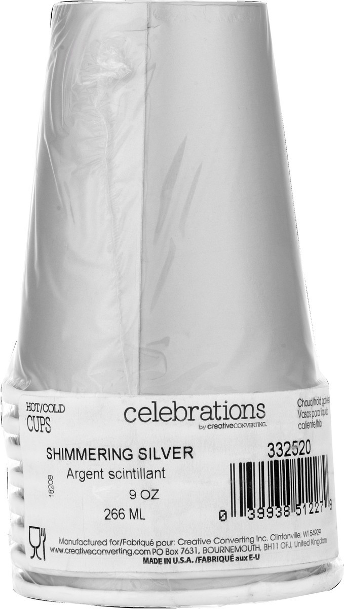 slide 9 of 10, Celebrations 9 Ounce Shimmering Silver Cups 8 ea, 8 ct
