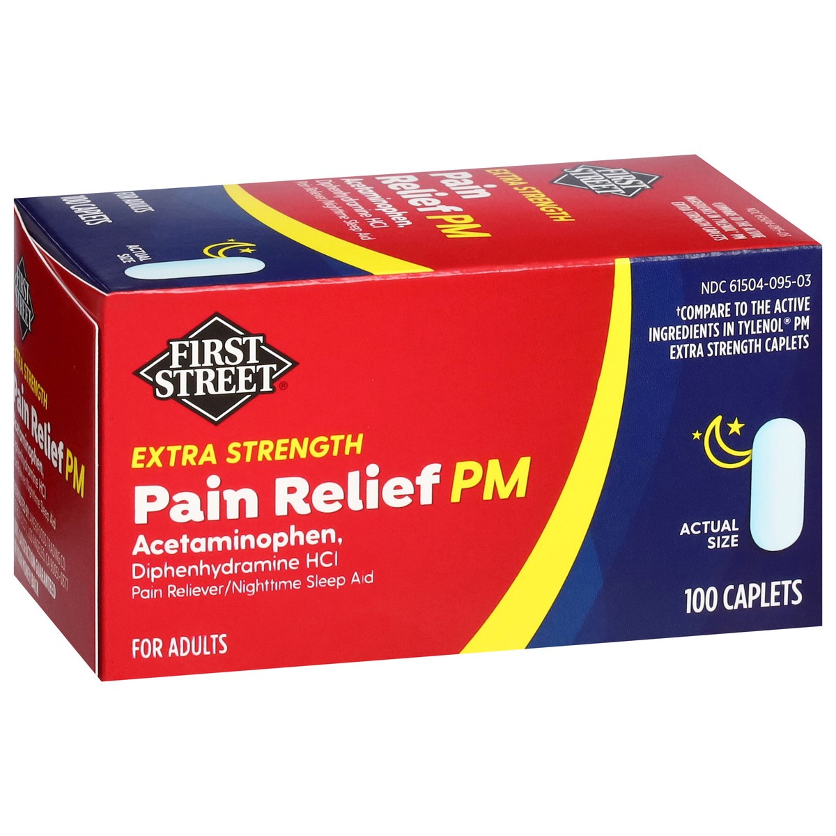 slide 12 of 16, First Street Fst St Pain Rel Pm Caplets Comp Tylenol Pm, 100 ct