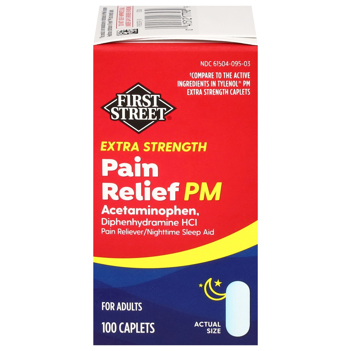 slide 8 of 16, First Street Fst St Pain Rel Pm Caplets Comp Tylenol Pm, 100 ct