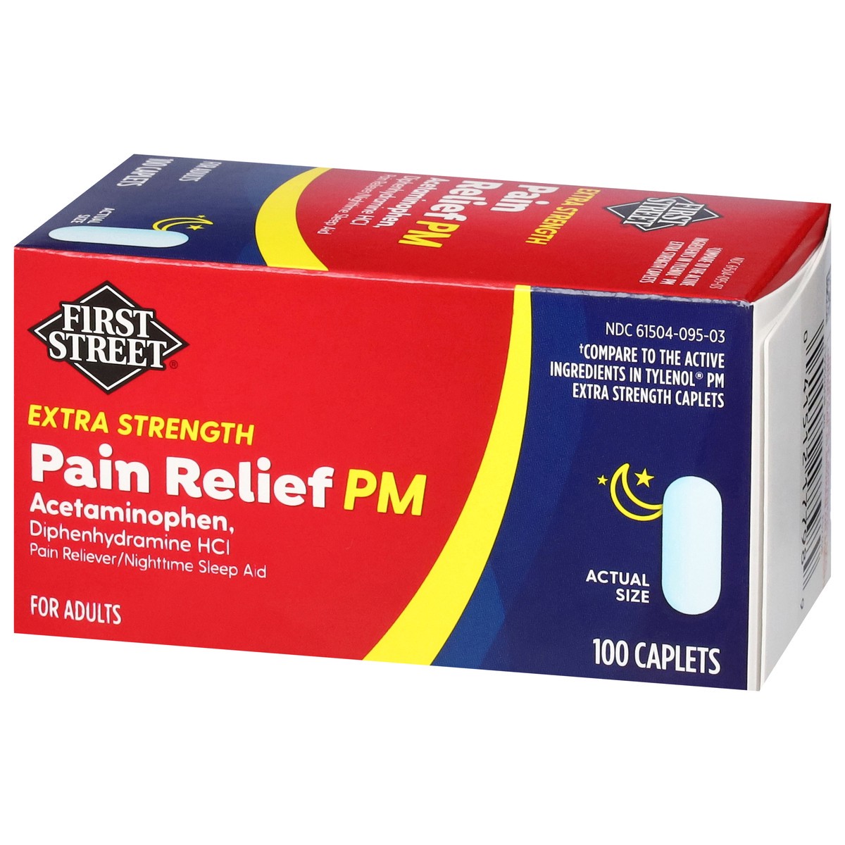 slide 7 of 16, First Street Fst St Pain Rel Pm Caplets Comp Tylenol Pm, 100 ct