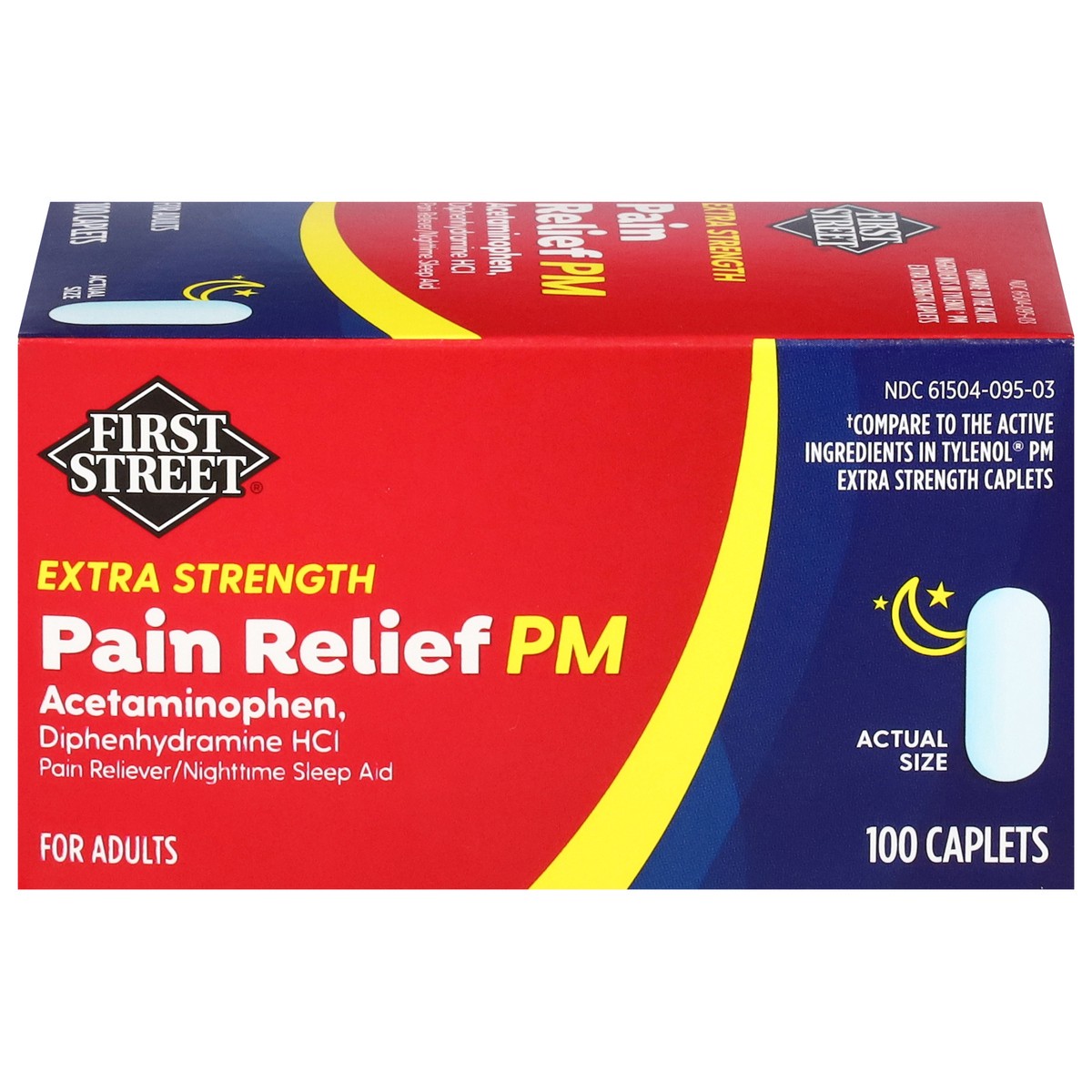 slide 14 of 16, First Street Fst St Pain Rel Pm Caplets Comp Tylenol Pm, 100 ct