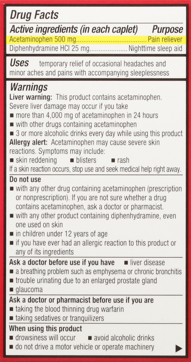 slide 6 of 16, First Street Fst St Pain Rel Pm Caplets Comp Tylenol Pm, 100 ct