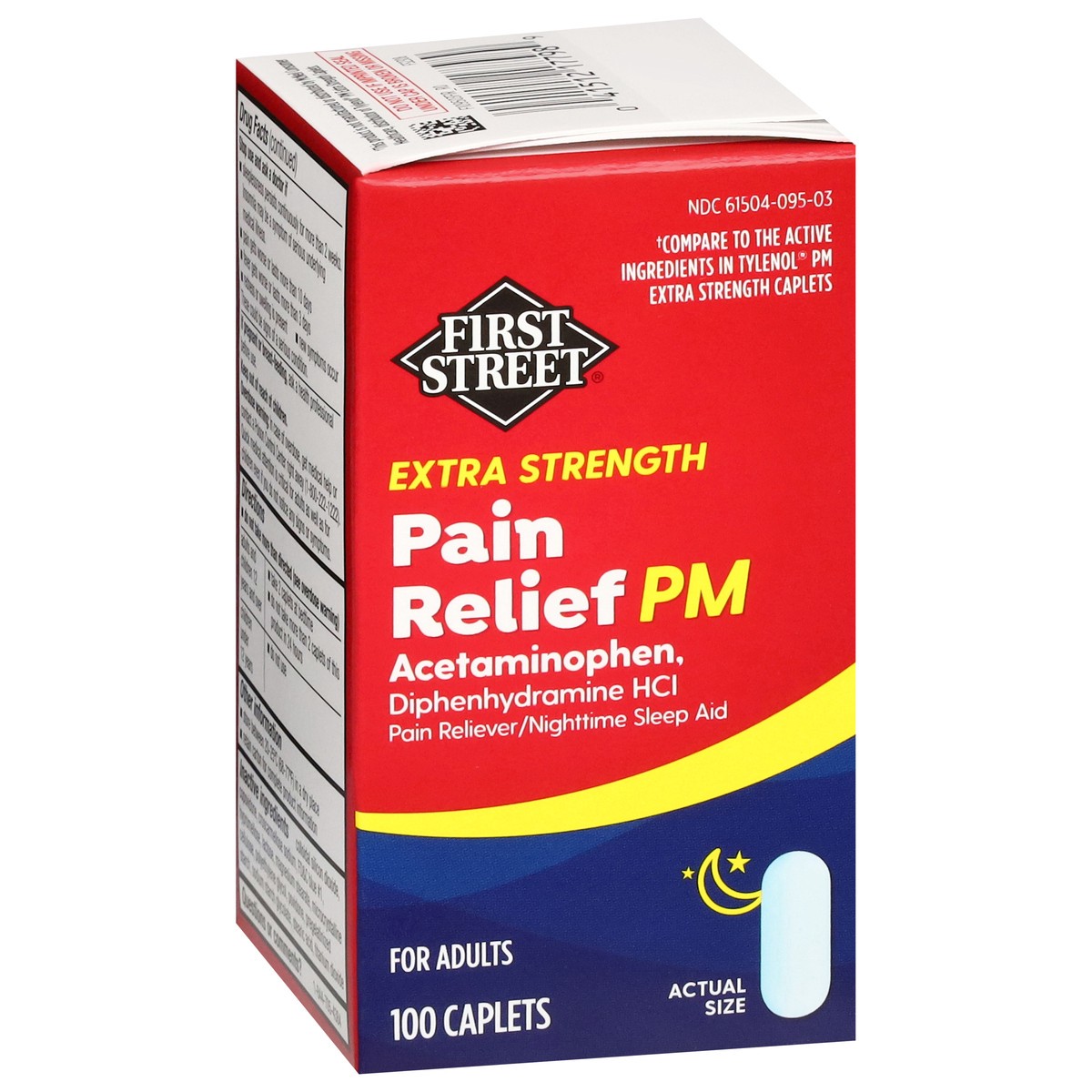 slide 5 of 16, First Street Fst St Pain Rel Pm Caplets Comp Tylenol Pm, 100 ct
