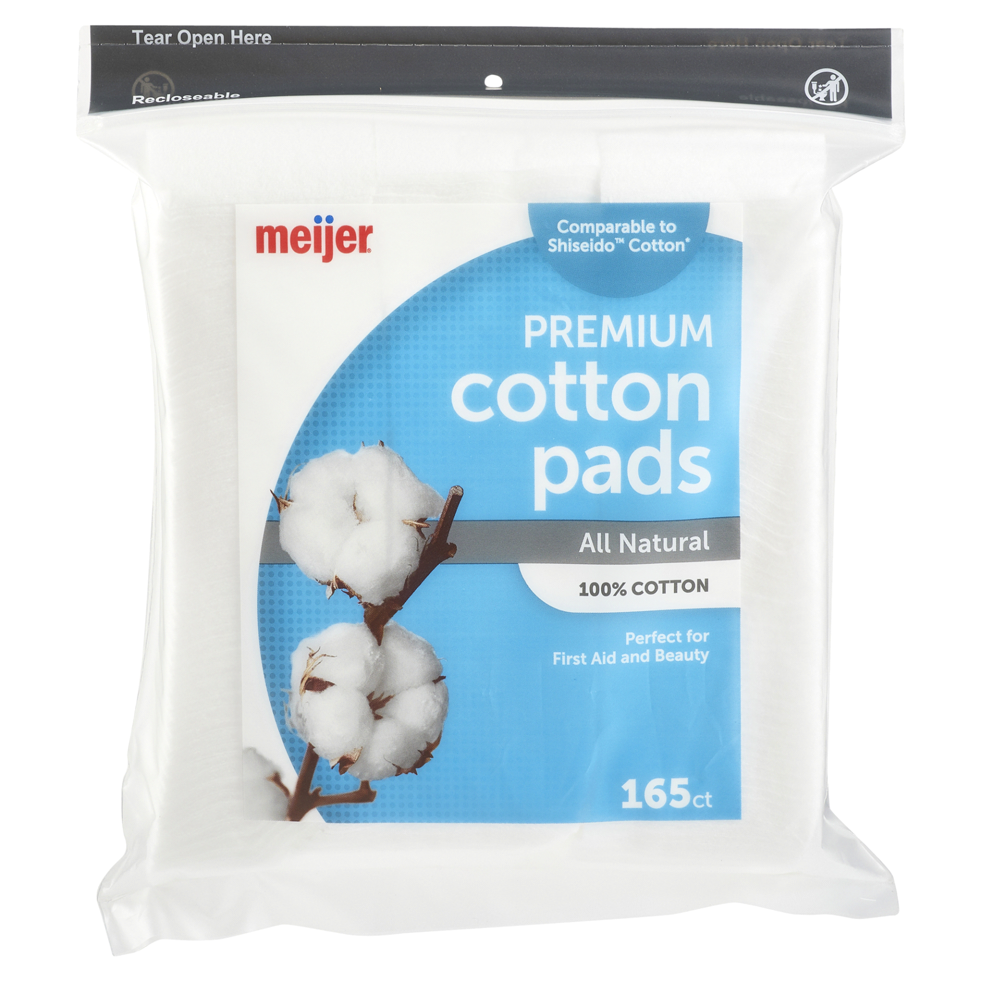 slide 1 of 1, Meijer Premium Cotton Pads, 165 ct