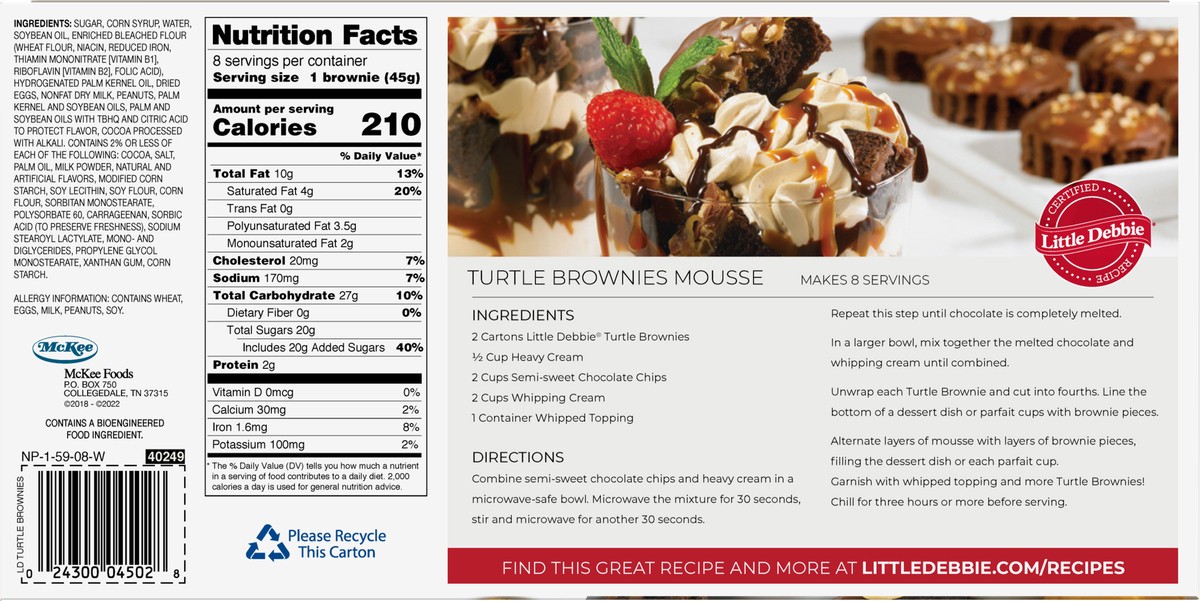 slide 13 of 14, Little Debbie Snack Cakes, Little Debbie Family Pack Turtle Brownies, 8 ct