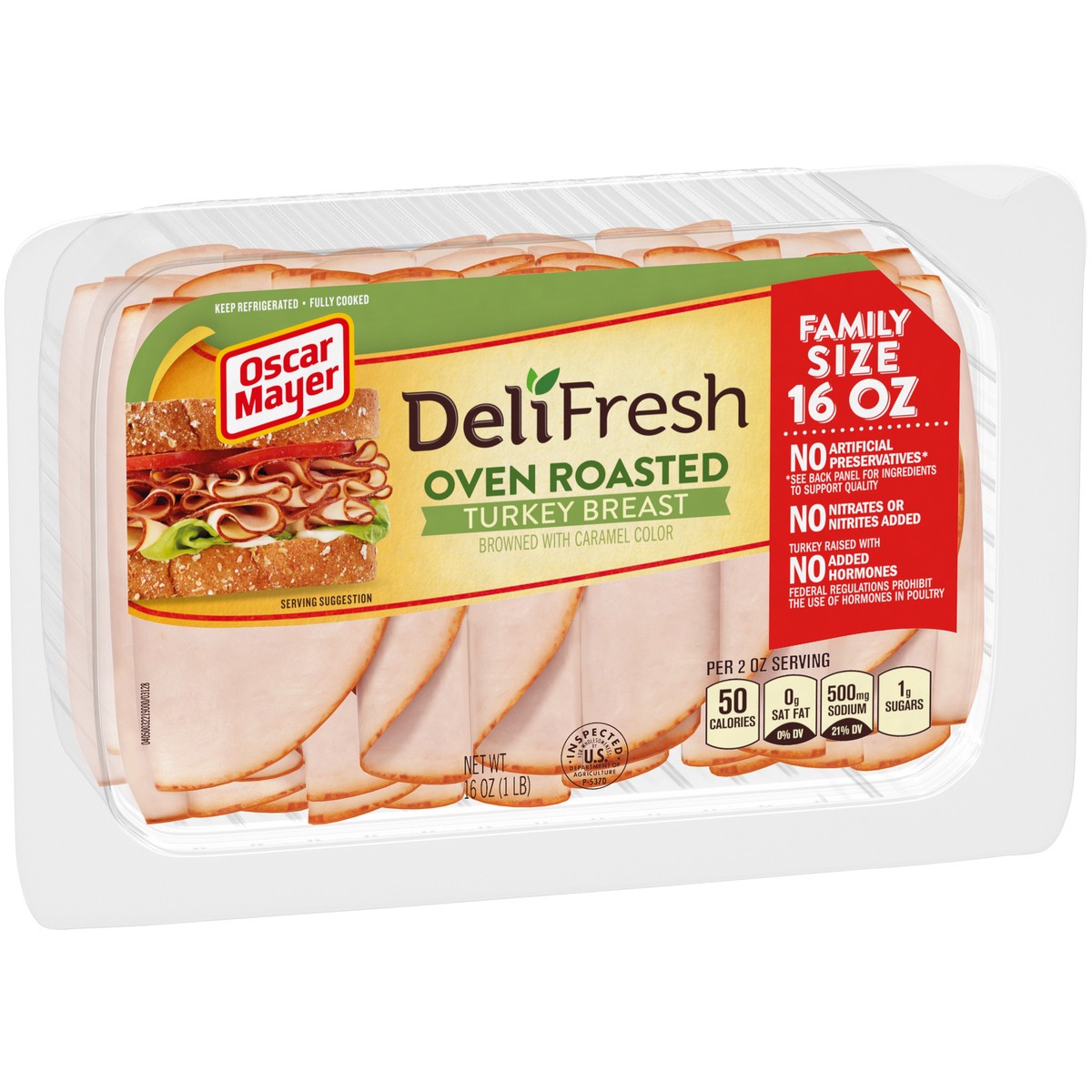Oscar Mayer Deli Fresh Oven Roasted Turkey Breast Sliced Lunch Meat Family  Size - 16oz 16 oz