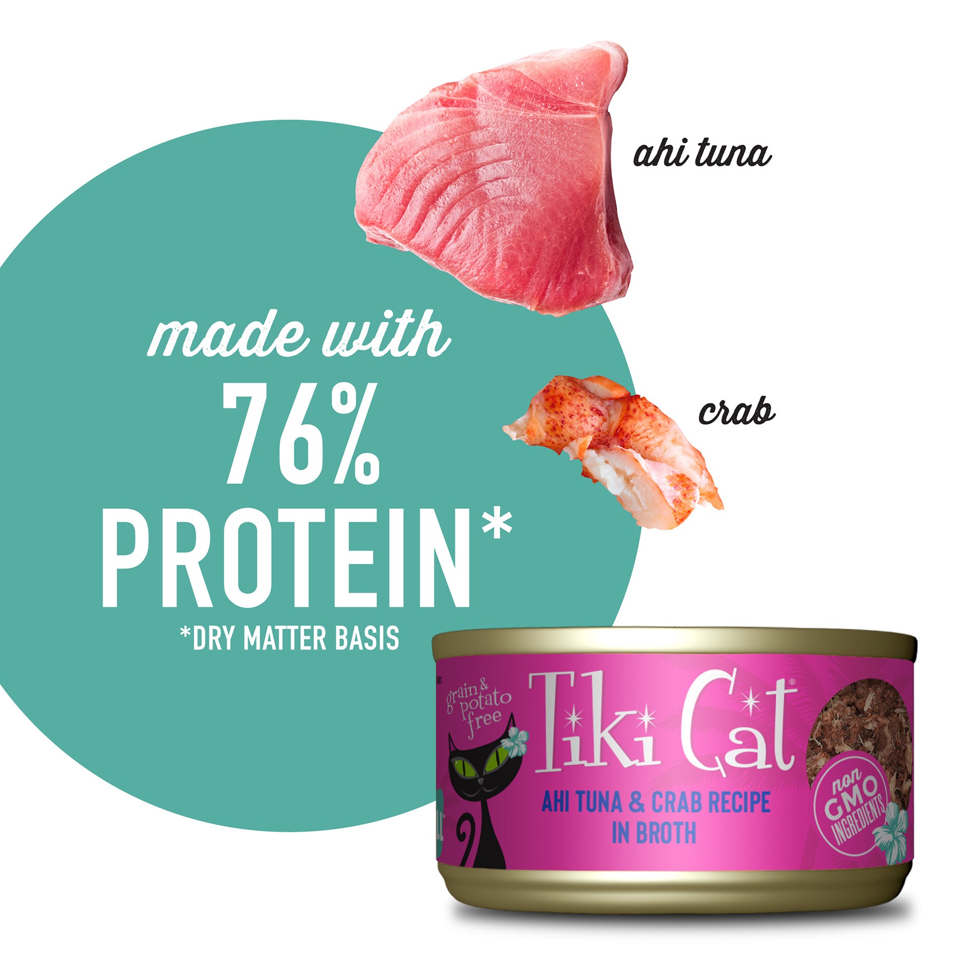 slide 2 of 7, Tiki Cat Grill Wet Cat Food Ahi Tuna & Crab 2.8 oz. Can, 2.8 oz