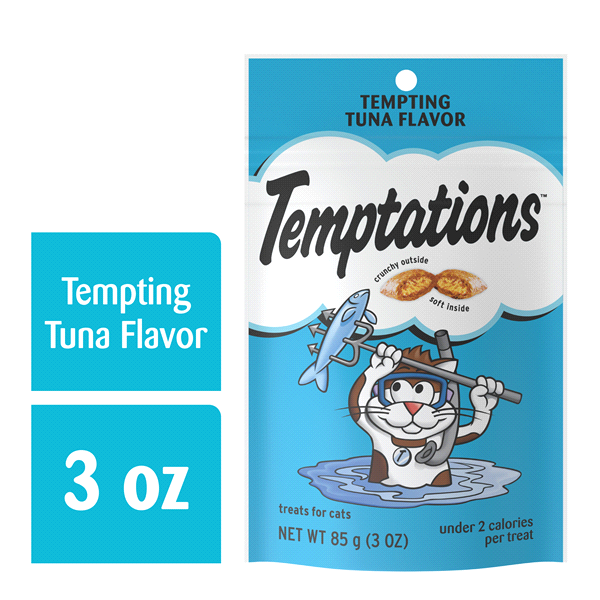 slide 1 of 1, Temptations Classic Treats For Cats Tempting Tuna Flavor Pouch, 3 oz
