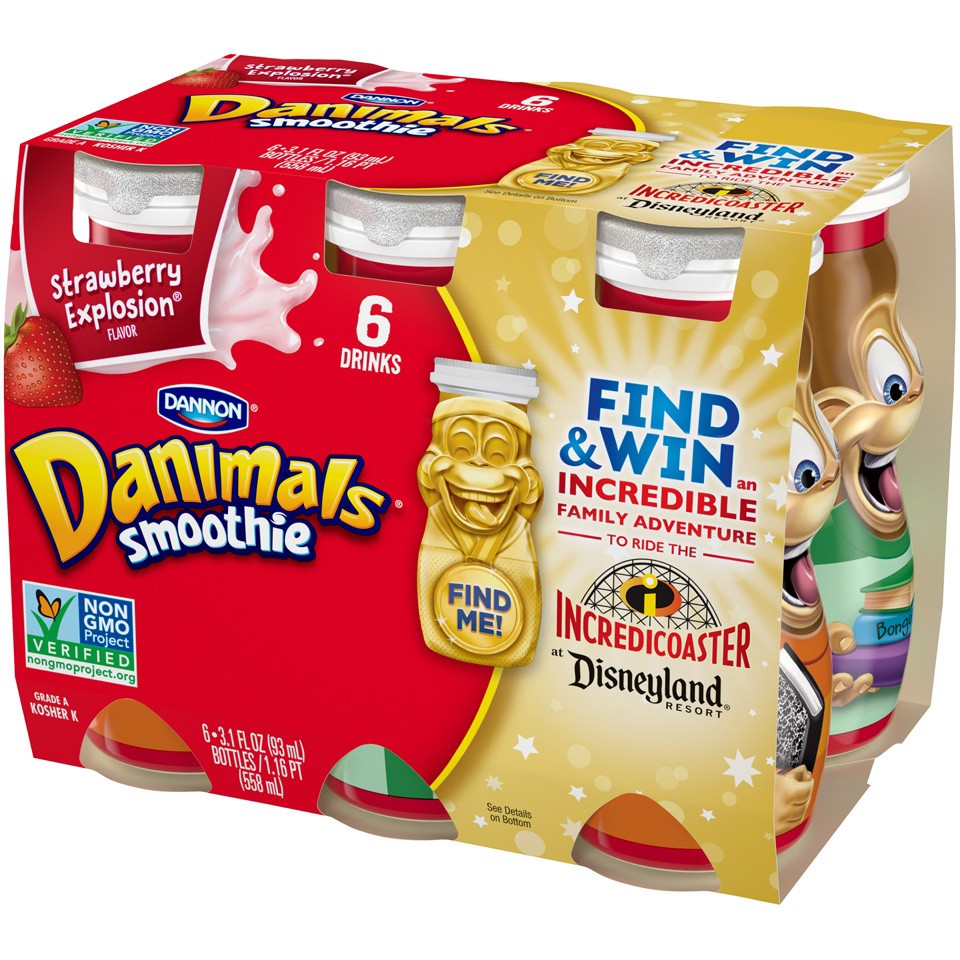 slide 4 of 5, Danimals Strawberry Yogurt 6 Pack, 6 ct; 3.1 oz
