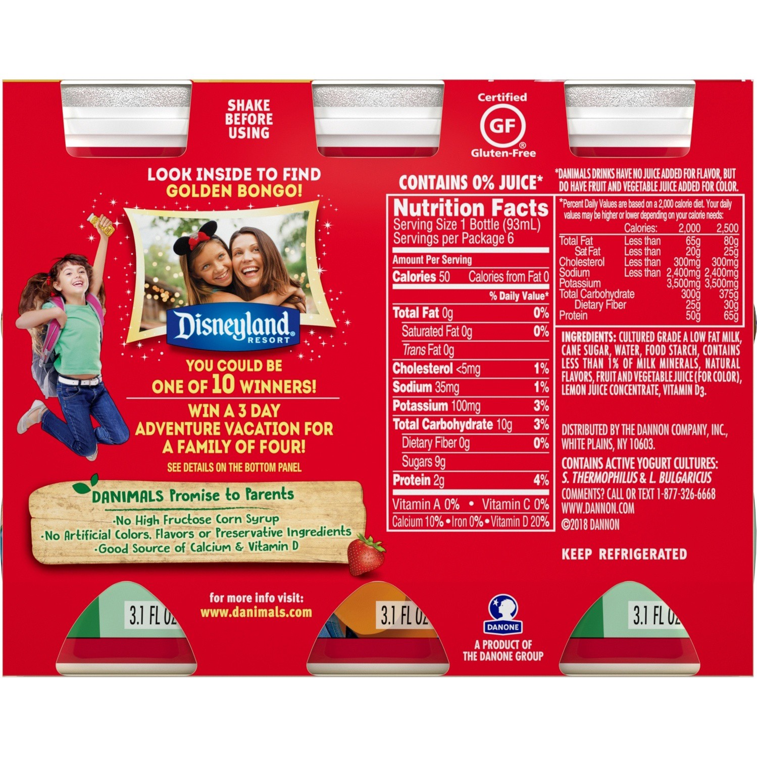 slide 5 of 5, Danimals Strawberry Yogurt 6 Pack, 6 ct; 3.1 oz