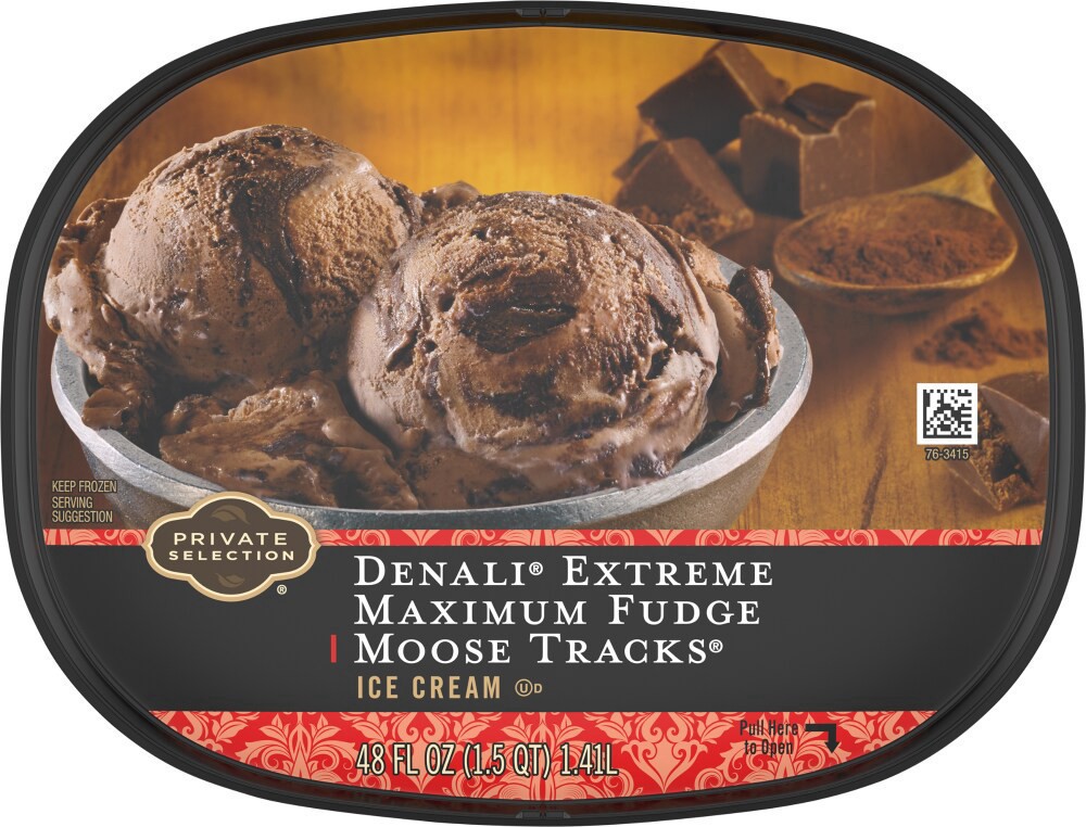 slide 2 of 5, Private Selection Denali Extremem Maximum Fudge Moose Tracks Ice Cream, 48 fl oz