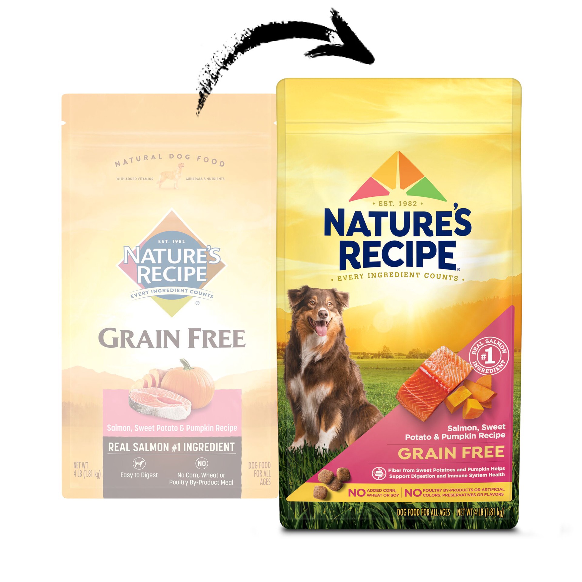 slide 9 of 10, Nature's Recipe Nature′s Recipe Grain Free Salmon, Sweet Potato & Pumpkin Recipe Dry Dog Food, 4 lb. Bag, 4 lb