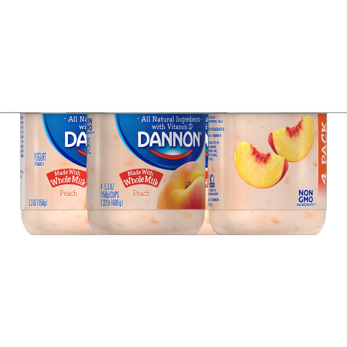 slide 1 of 1, Dannon Wm Blended Peach, 4 ct; 5.3 oz