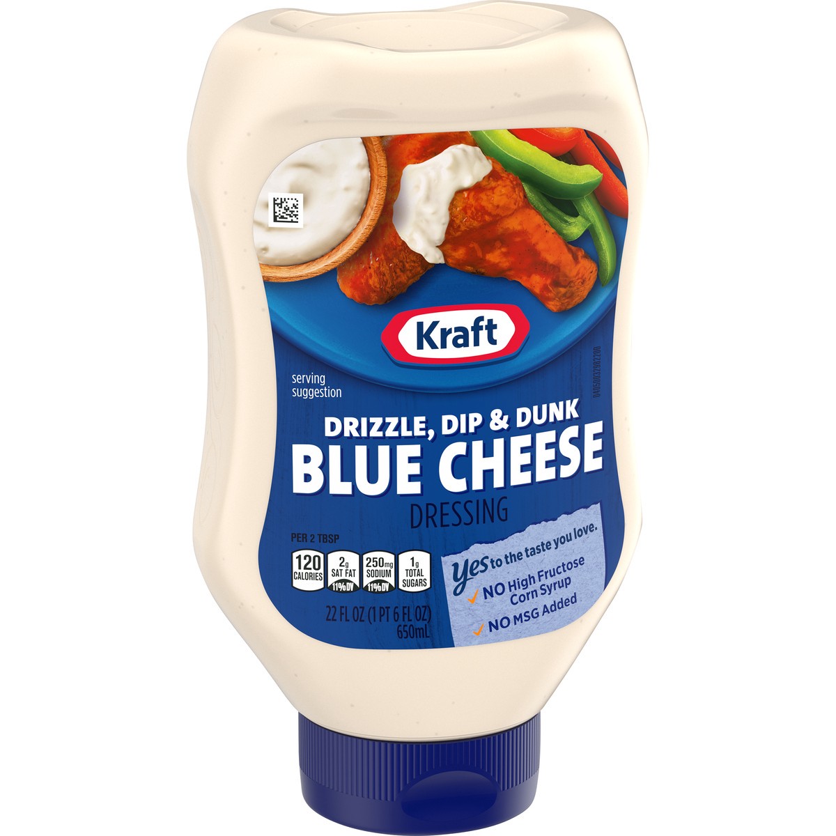 slide 10 of 14, Kraft Drizzle, Dip & Dunk Blue Cheese Dressing, 22 fl oz Bottle, 22 fl oz