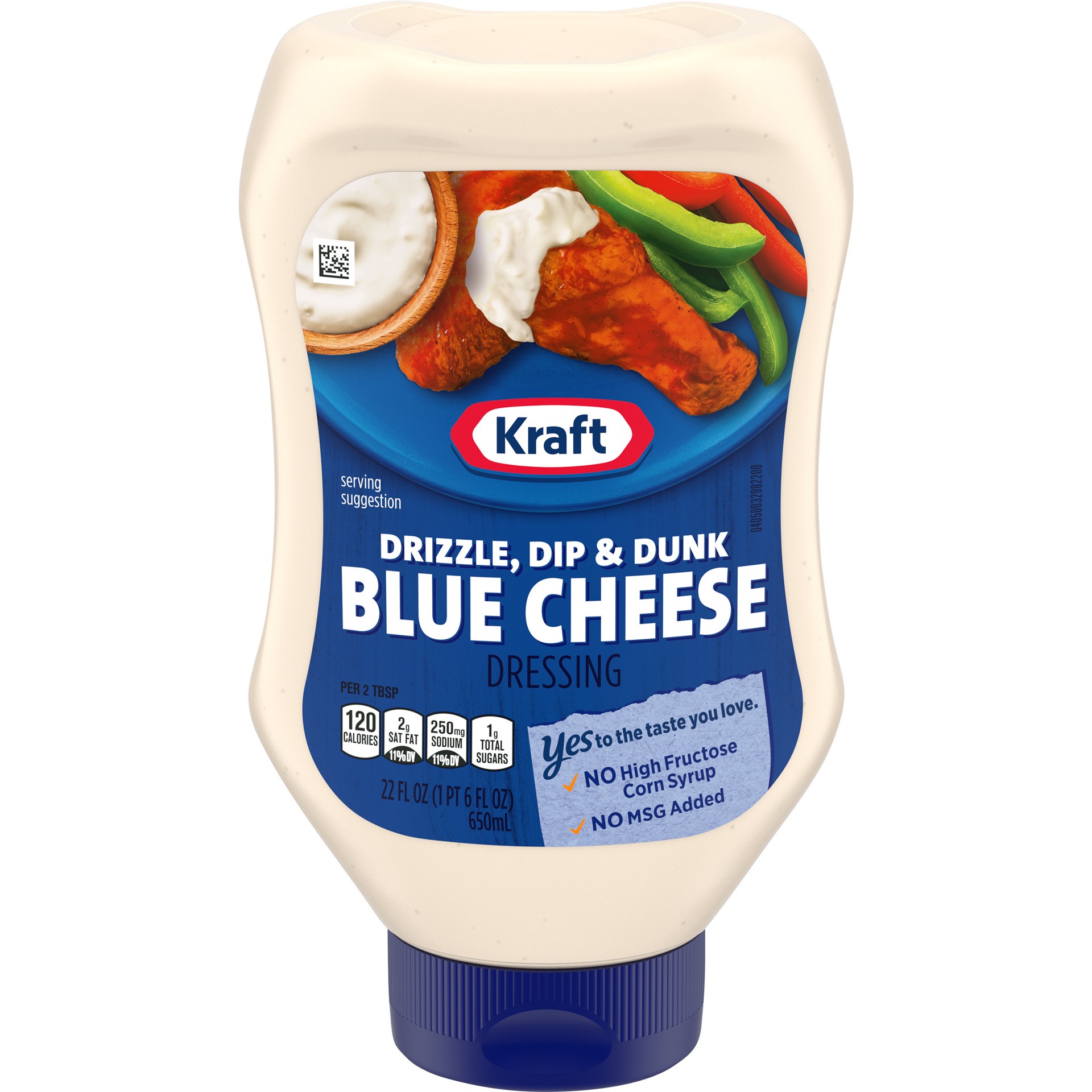 slide 1 of 14, Kraft Drizzle, Dip & Dunk Blue Cheese Dressing, 22 fl oz Bottle, 22 fl oz