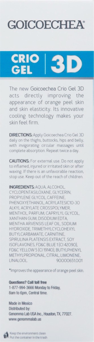 slide 9 of 9, Goicoechea Triple Action 3D Crio Gel 6.76 fl oz, 6.76 fl oz