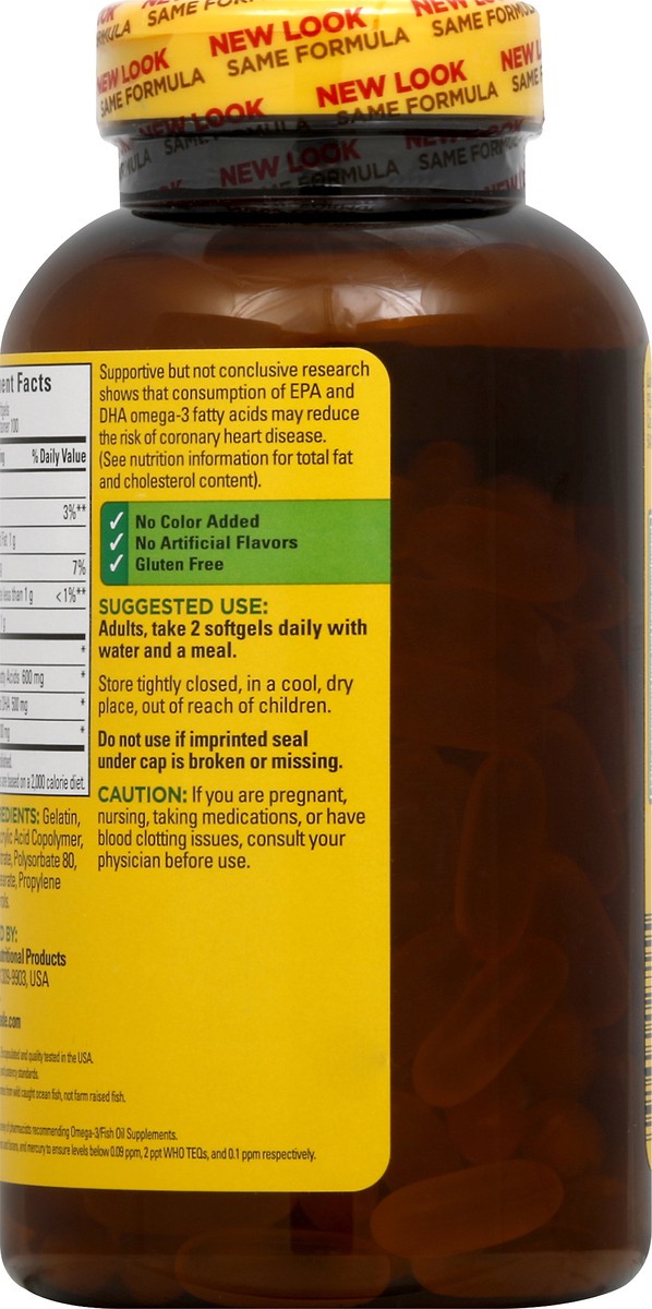 slide 3 of 7, Nature Made Burp Less Fish Oil 1000 mg Softgels, Fish Oil Supplements, Omega 3 Fish Oil for Healthy Heart Support, Omega 3 Supplement with 200 Softgels, 100 Day Supply, 200 ct