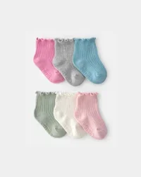 Carter's Baby Girl 6-Pack Lettuce Edge Ankle Socks, 3-12 Months