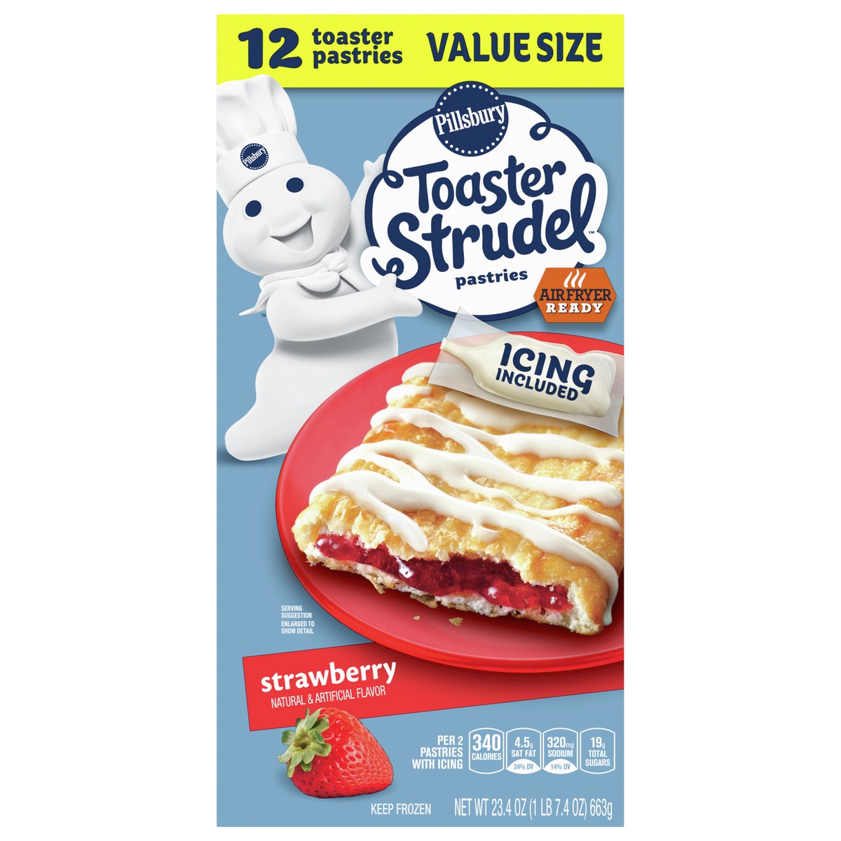 slide 1 of 9, Toaster Strudel Pastries, Strawberry, 12 ct, 23.4 oz, 23.4 oz