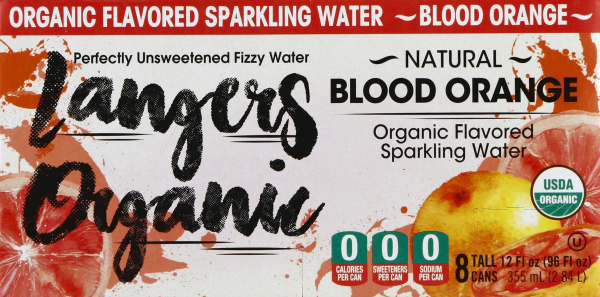 slide 6 of 6, Langers Organic Sparkling Water Blood Orange - 8 ct; 12 oz, 8 ct; 12 oz
