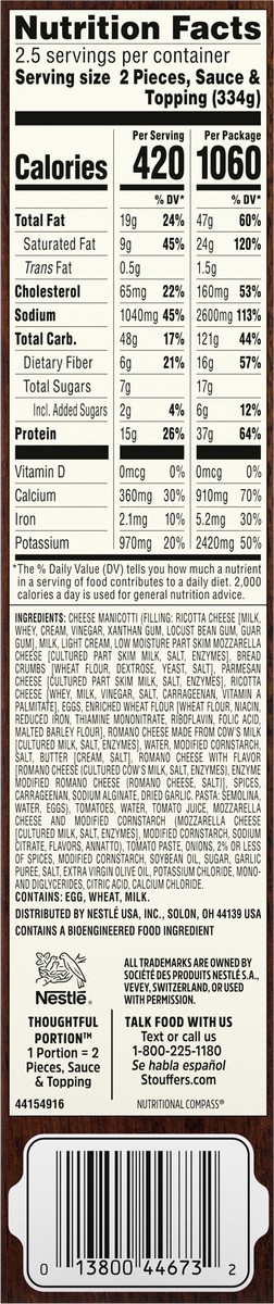 slide 8 of 14, Stouffer's Family Size Cheese Manicotti Frozen Meal, 29.5 oz