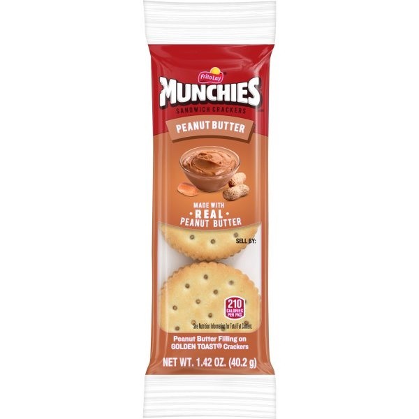 slide 1 of 6, Munchies Sandwich Crackers Peanut Butter on a Baked Golden Toast Cracker 1.42 Oz, 1.42 oz