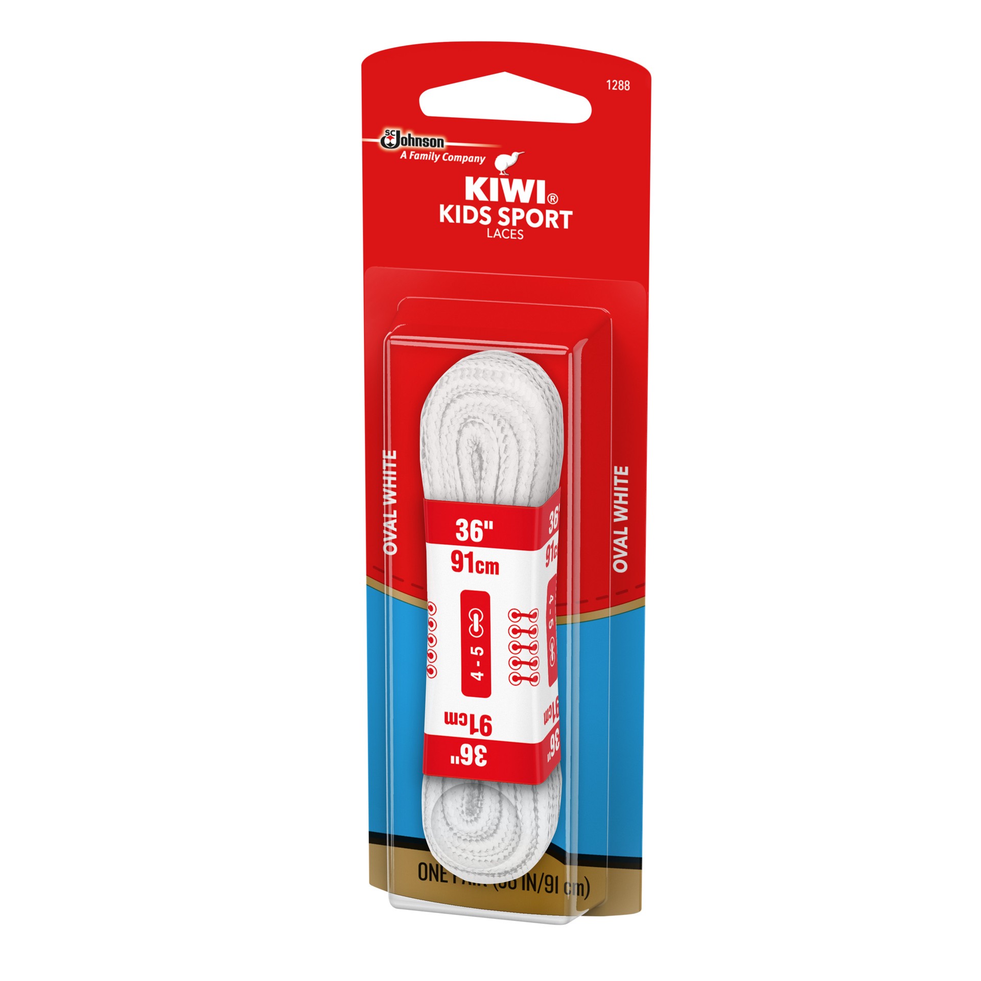 slide 3 of 4, KIWI 36 Inch Oval White Kids Sport Laces 1 ea, 1 cnt
