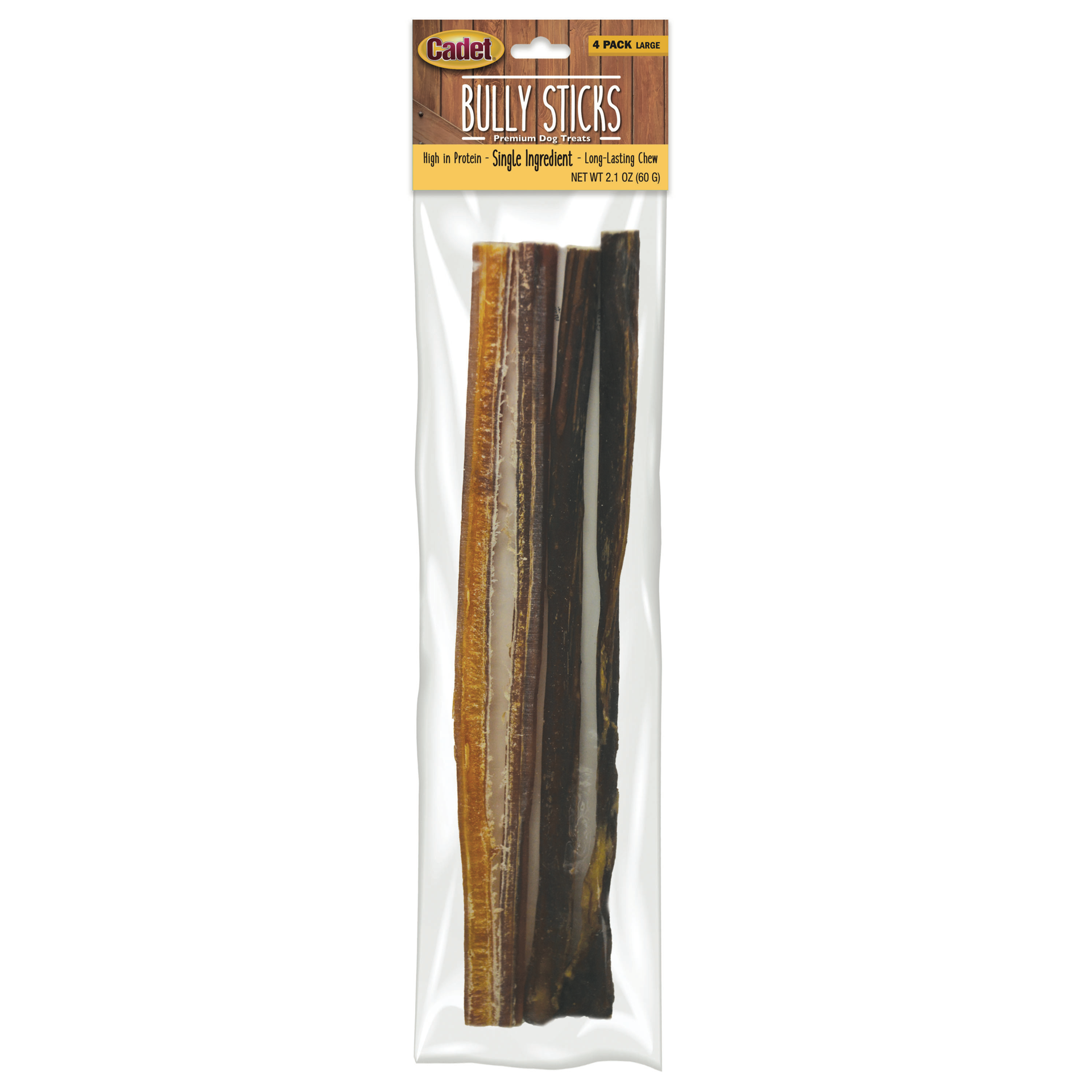 slide 6 of 9, Cadet Large Bully Sticks Large(4 Count), 2.1 oz