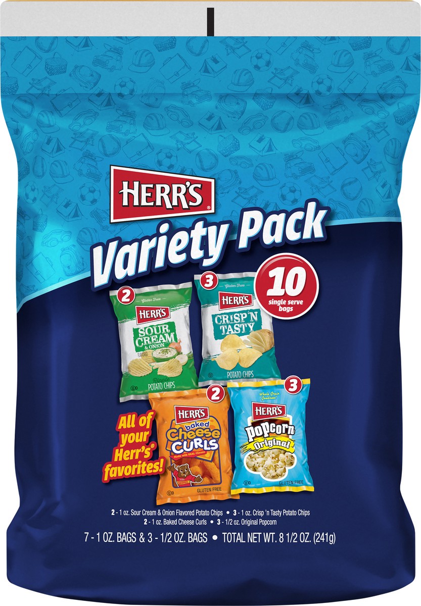 slide 8 of 12, Herr's Variety Snack Pack - 10 Count, 10 ct