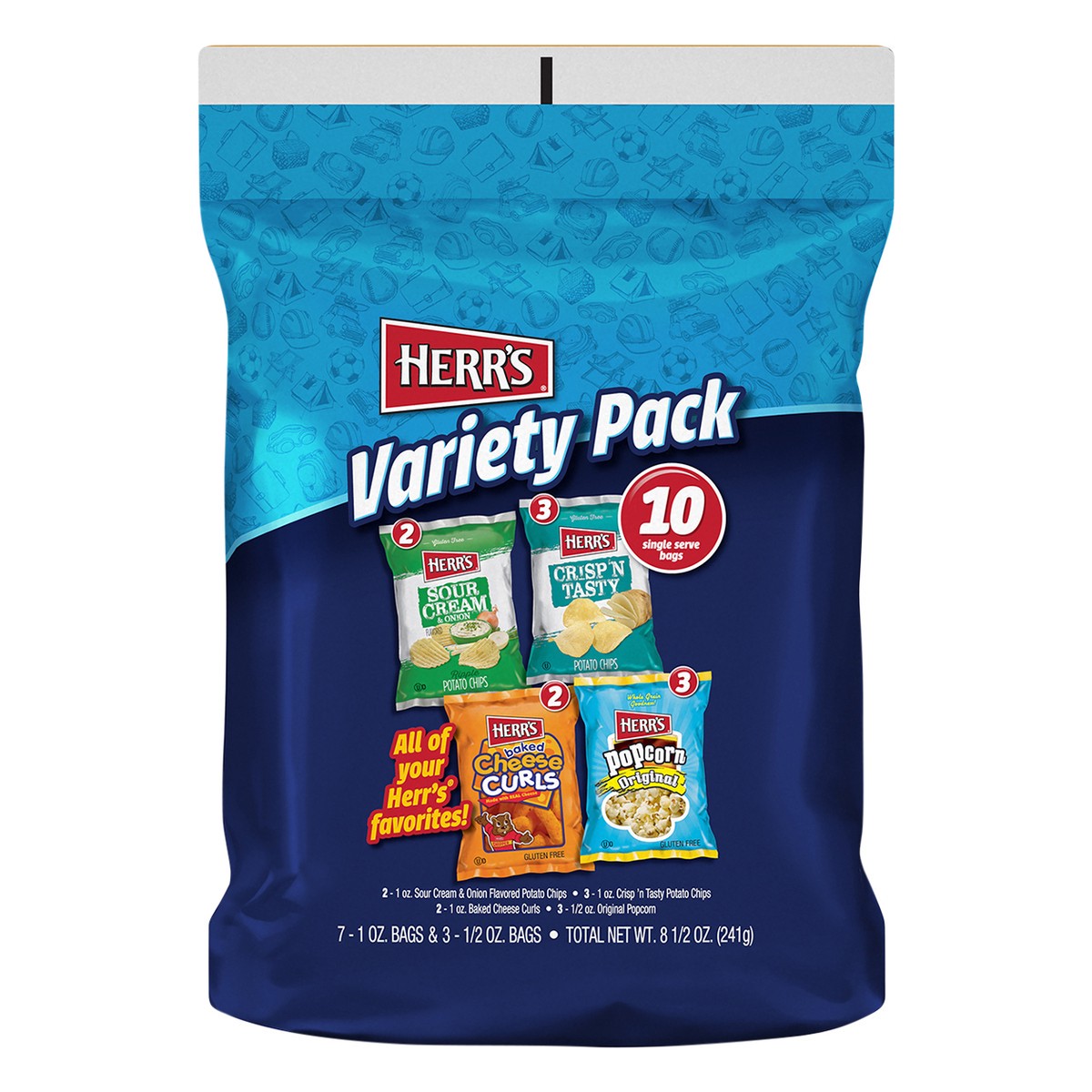 slide 7 of 12, Herr's Variety Snack Pack - 10 Count, 10 ct