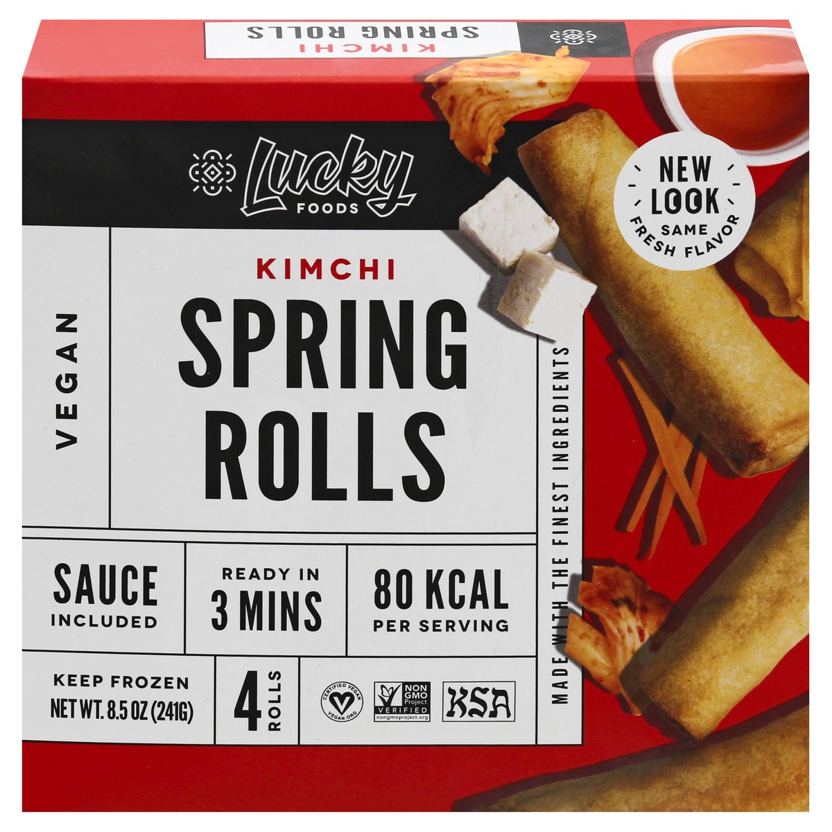 slide 3 of 12, Lucky Foods Vegan Kimchi Spring Rolls 4 ea, 4 ct