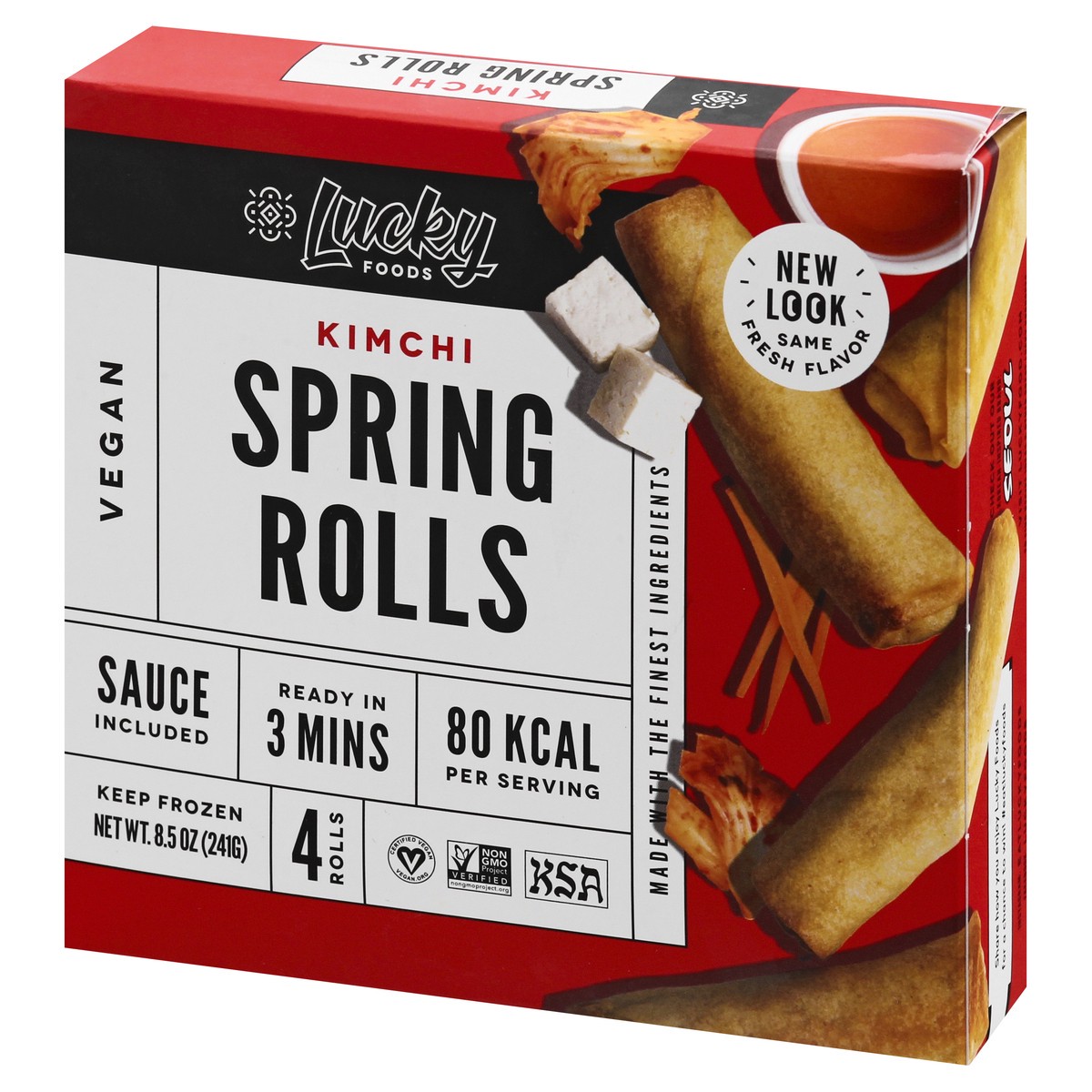 slide 8 of 12, Lucky Foods Vegan Kimchi Spring Rolls 4 ea, 4 ct