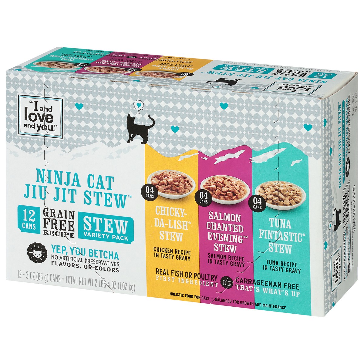 slide 2 of 13, I and Love and You Grain Free Recipe Ninja Cat Jiu Jit Stew Holistic Food for Cats Stew Variety Pack 12 - 3 oz Cans, 12 ct