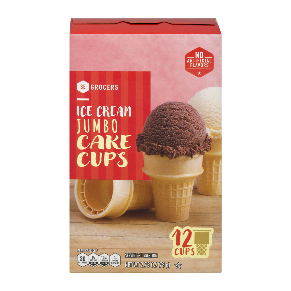 slide 1 of 1, SE Grocers Ice Cream Jumbo Cake Cups, 12 ct