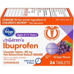Kroger Junior Strength Chewables Grape Ibuprofen Tablets