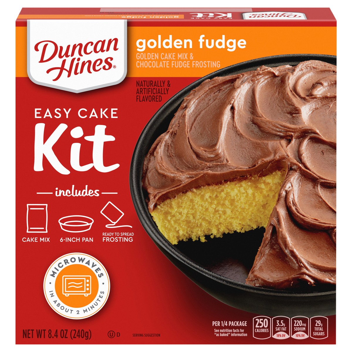 slide 1 of 5, Duncan Hines Easy Cake Kit Golden Fudge Cake Mix, 8.4 oz., 8.4 oz