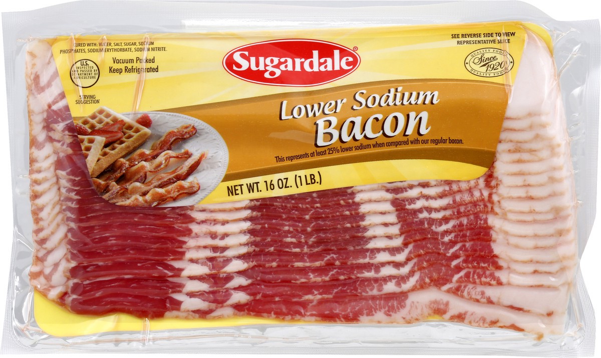 slide 1 of 9, Sugardale Lower Sodium Bacon 16 oz, 16 oz