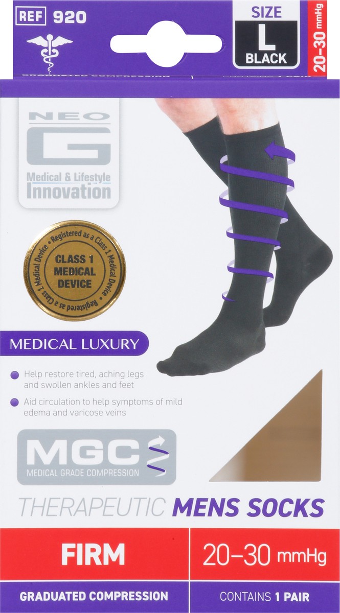 slide 3 of 9, Neo G Black Large Mens 20-30 mmHg Firm Therapeutic Socks 1 Pair, 1 ct