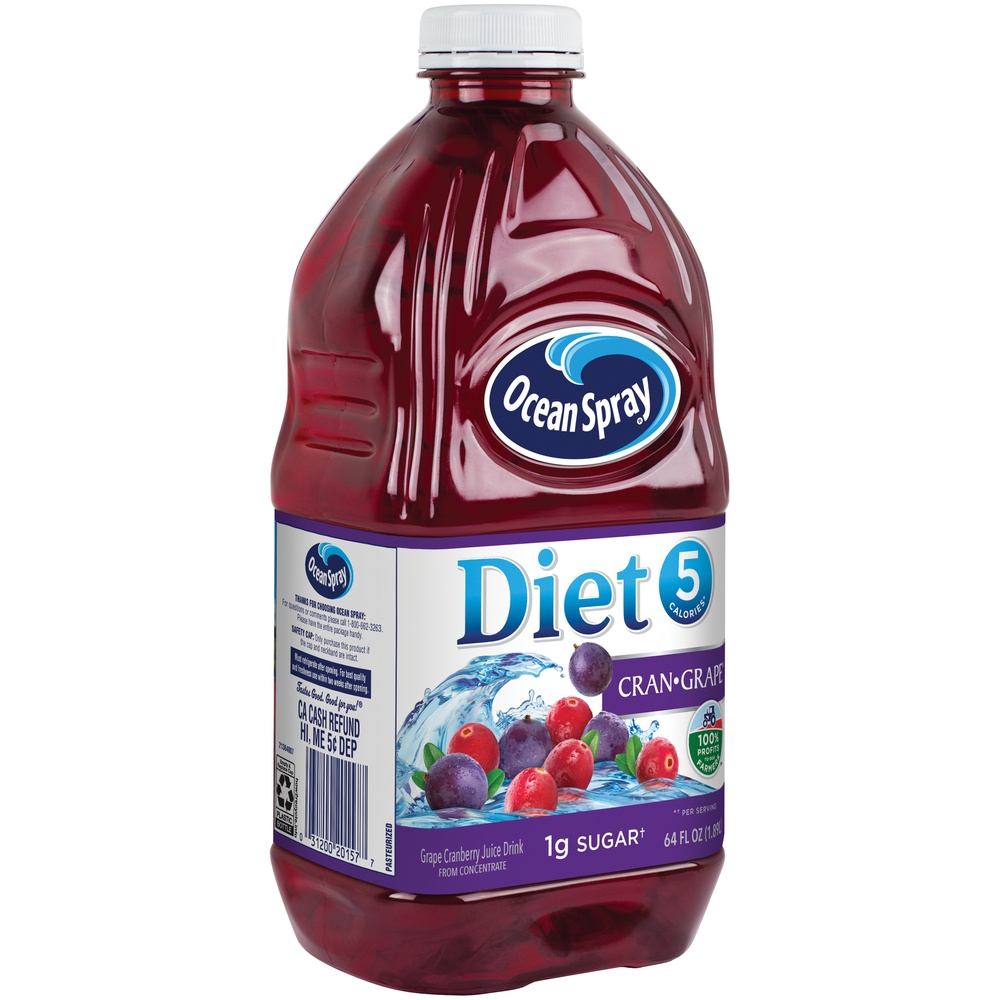 slide 2 of 5, Ocean Spray Diet Cranberry Grape Juice Bottle, 64 fl oz