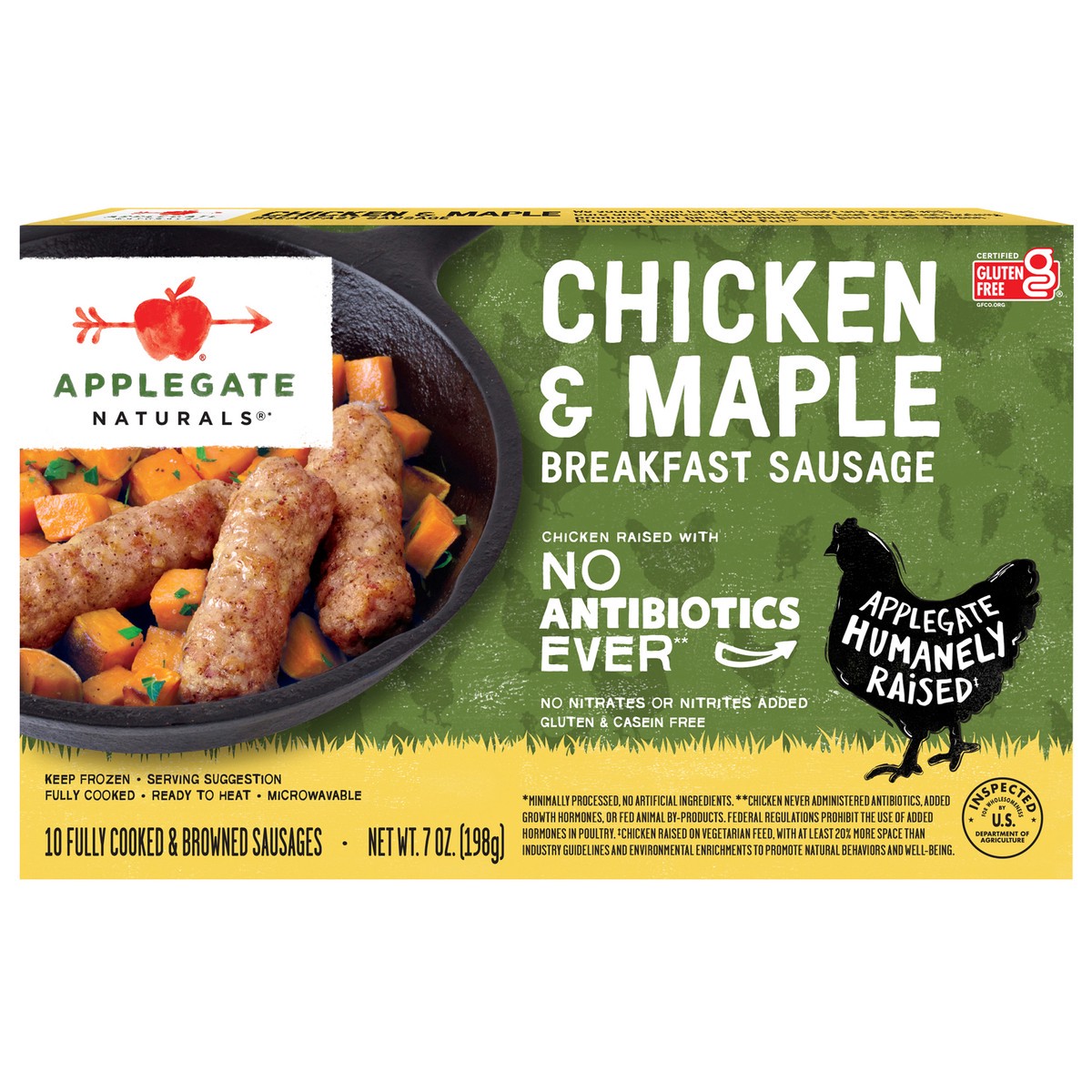 slide 1 of 11, Applegate Naturals Chicken & Maple Breakfast Sausage, 7 oz