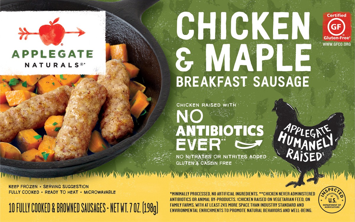 slide 4 of 11, Applegate Naturals Chicken & Maple Breakfast Sausage, 7 oz