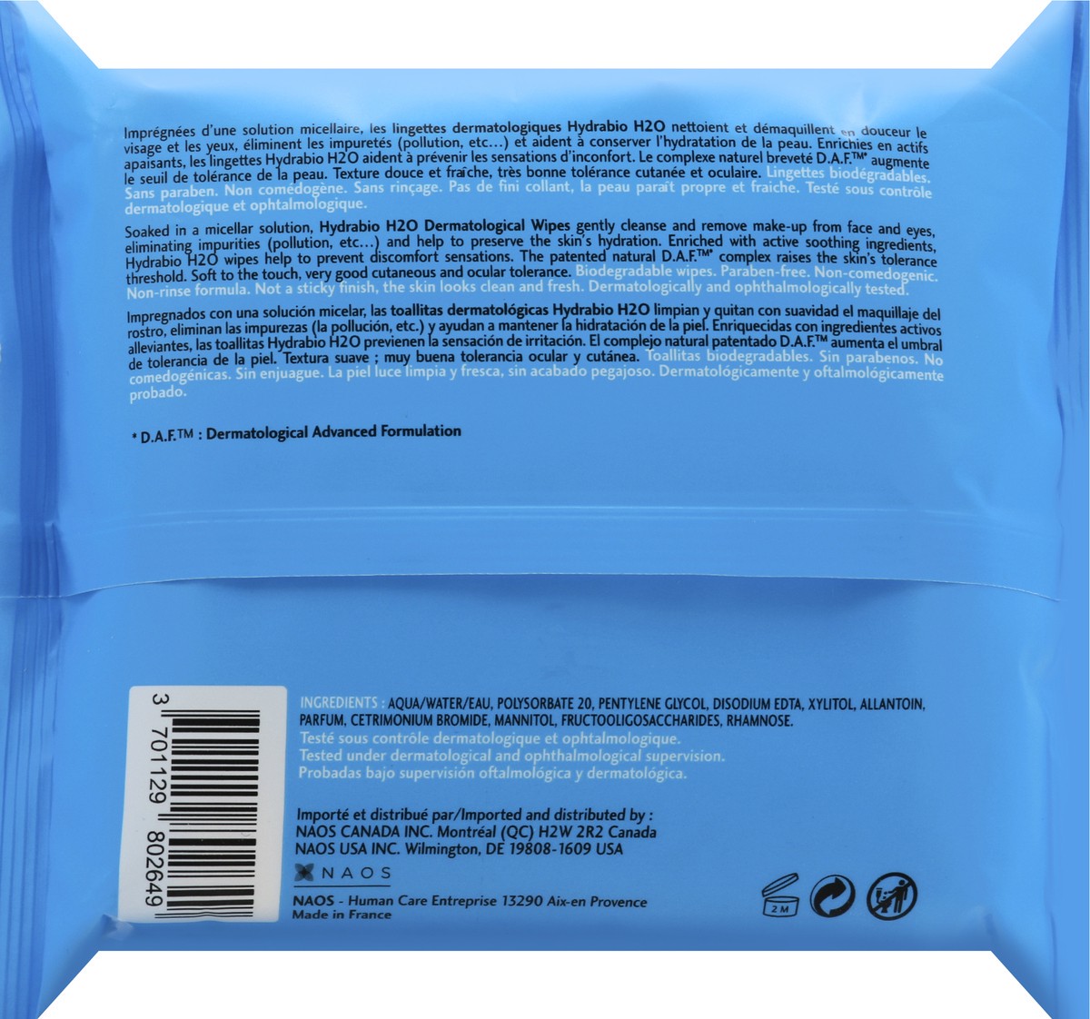 slide 7 of 11, Bioderma Hydrabio H2O Biodegradable Wipe 25 ea, 25 ct