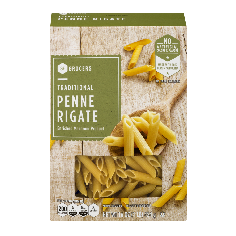 slide 1 of 1, SE Grocers Traditional Penne Rigate - 16 oz, 16 oz