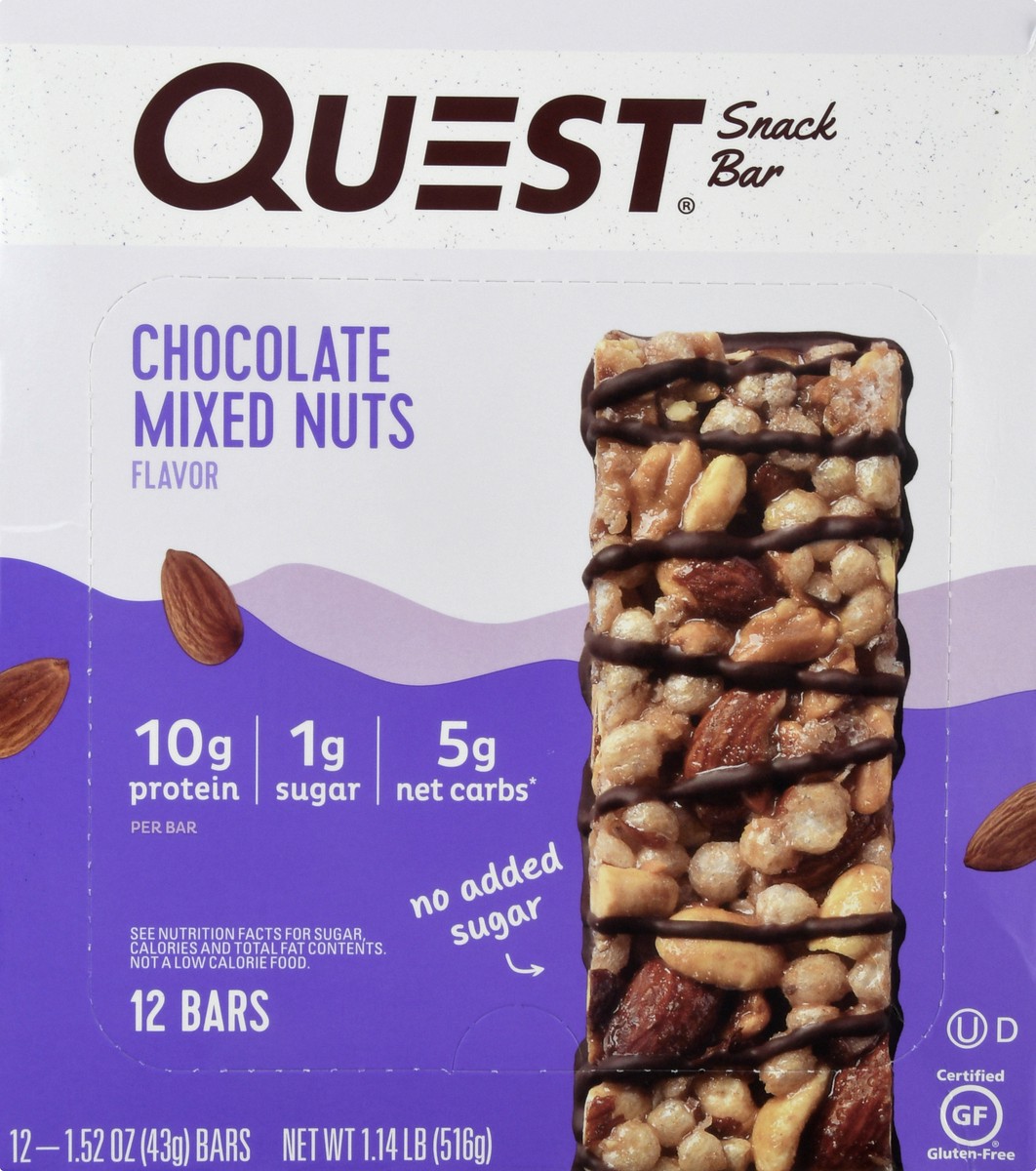 slide 2 of 13, Quest Chocolate Mixed Nuts Flavor Snack Bar 12 ea, 1 ct